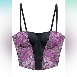 Savage X Fenty Elegant Black and Purple Lace Bustier